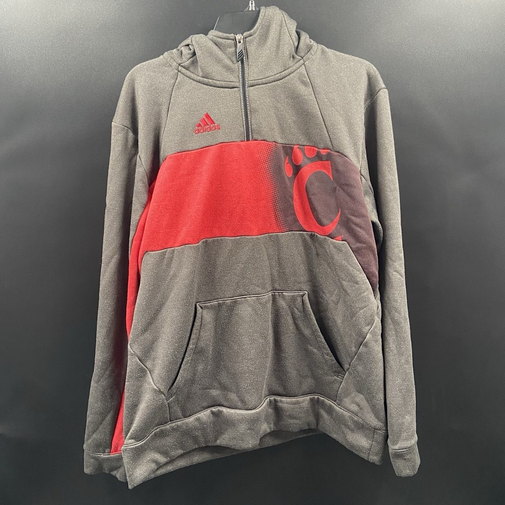 Cincinnati Bearcats Hoodie Mens M Gray Sweatshirt Long Pullover Adidas NCAA VTG